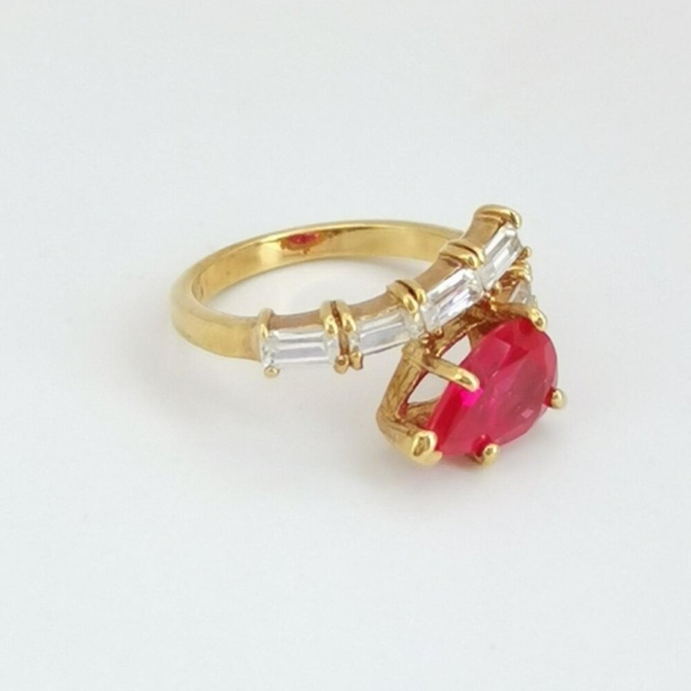 14K Gold overlay Wraparound Ruby CZ ring size 5 🆕 - Picture 5 of 5